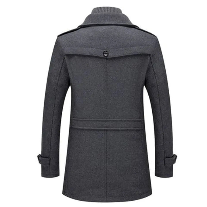 Functional & stylish men's double-layer winter coat. Mid-length outerwear with a comfortable knit collar.