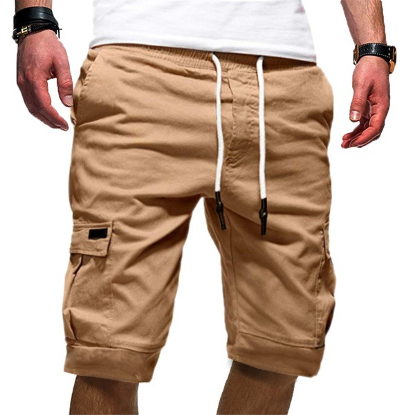 Casual men's cargo shorts, relaxed fit with a comfy drawstring waist & practical utility pockets. Ideal for summer.