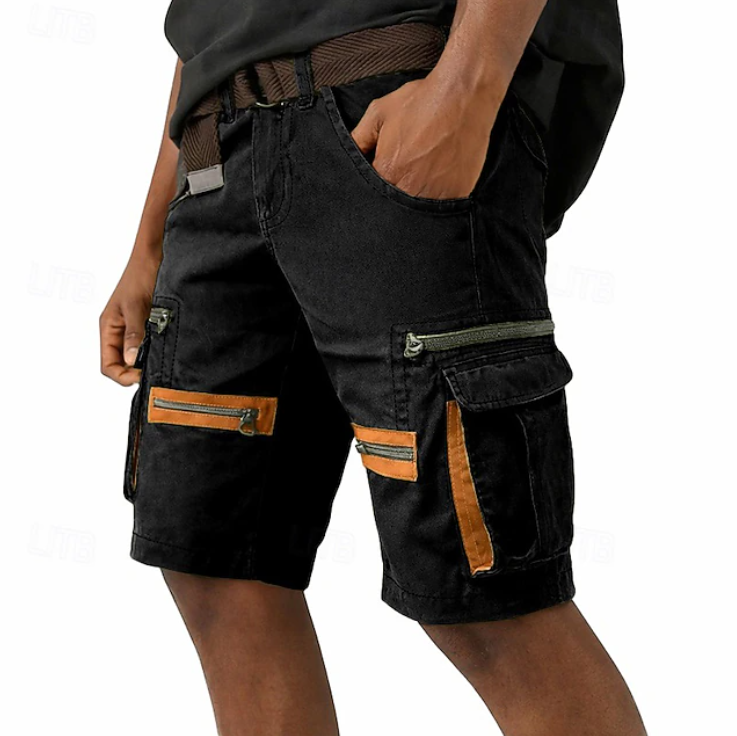 Men's durable cargo shorts in a relaxed fit, perfect for outdoor adventures, hiking, and travel. Comfortable utility wear.