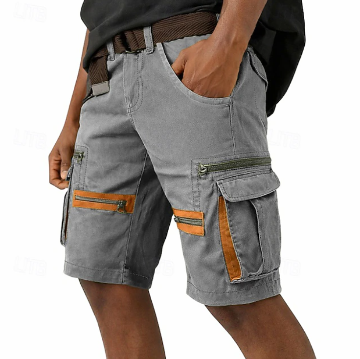 Practical men's outdoor cargo shorts with multiple pockets, ideal for hiking, active wear, and casual summer travel.