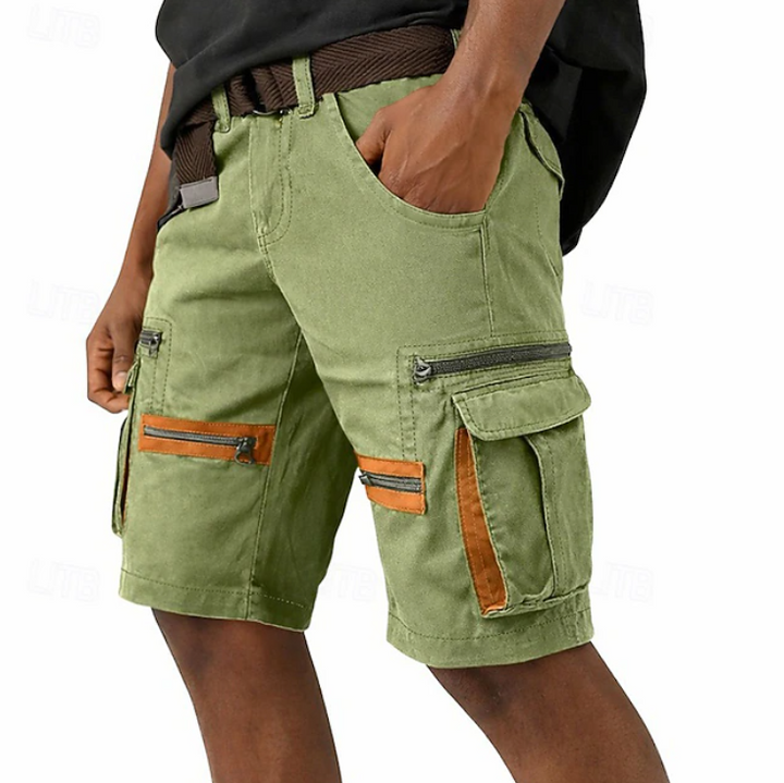Adventure-ready men's durable cargo shorts, designed for hiking, travel, and active outdoor wear with a comfortable fit.