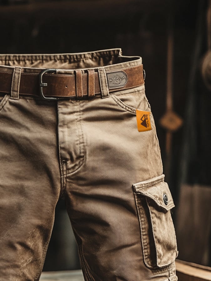 Men's rugged cargo trousers for outdoor adventures or casual wear. Comfortable, durable & practical utility pants.