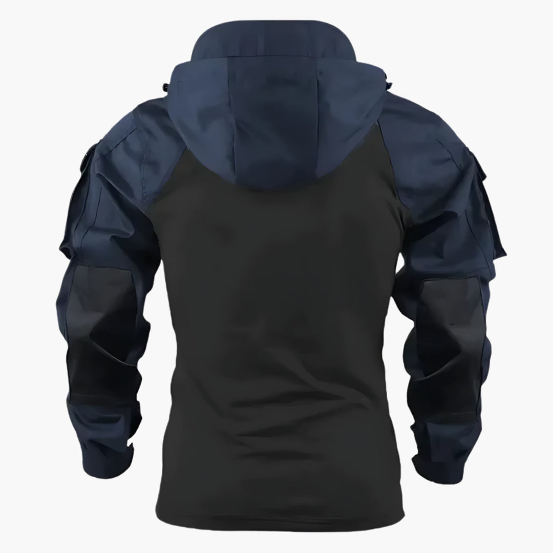 High-performance men's hooded tactical winter jacket, essential activewear for extreme cold outdoor adventures.