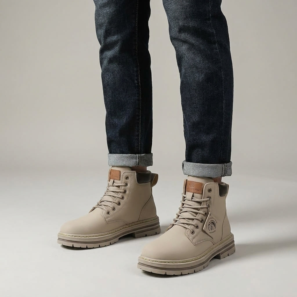 Men's durable lace-up work boots, providing essential support & comfort for demanding jobs.