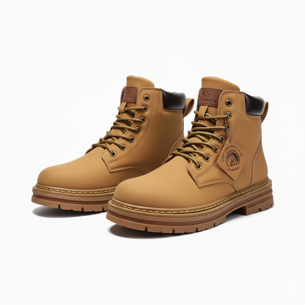 Men's durable work boots with secure lace-up closure, designed for essential support and lasting comfort.