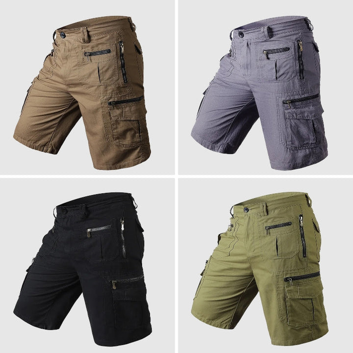 Hard-wearing men's utility shorts with multi-pockets, ideal for hiking, fishing, and outdoor summer fun.