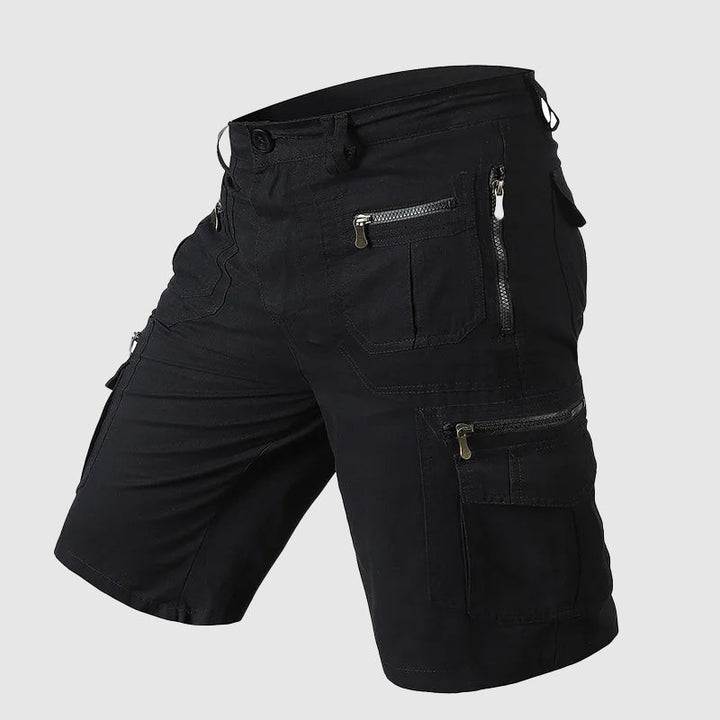 Durable men's cargo shorts with multiple pockets, ideal for hiking, camping, and outdoor activities.