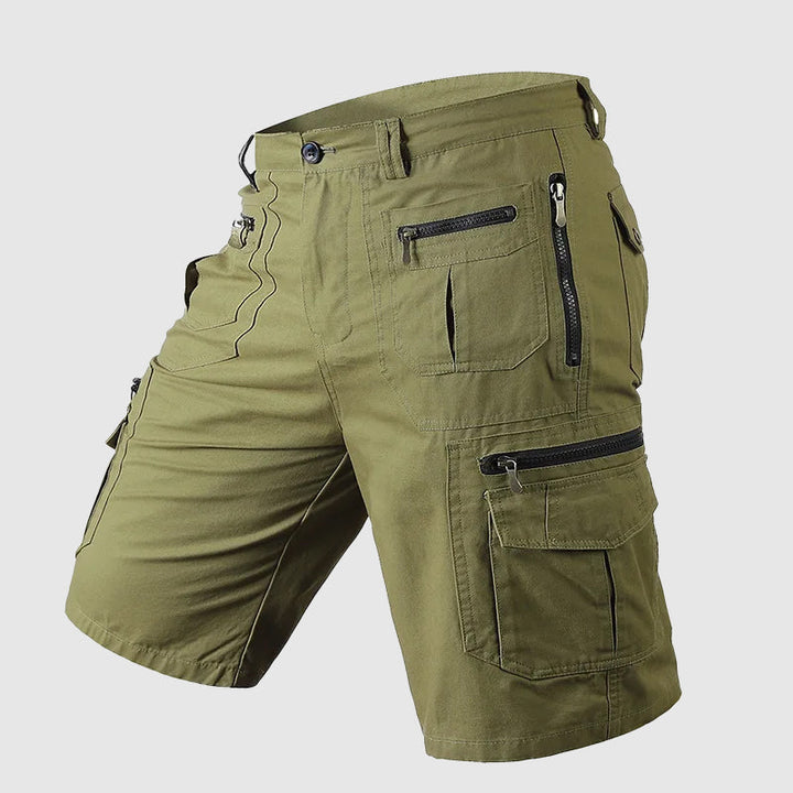 Stylish knee-length men's cargo shorts with ample storage for casual wear or active outdoor adventures.