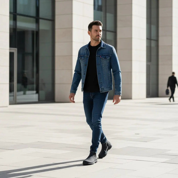 Comfortable men's slip-on Chelsea boots, ideal for casual wear or light work, all-season footwear.