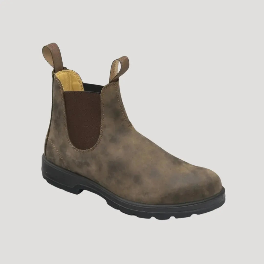 All-season men's slip-on Chelsea boots; comfortable and durable footwear for work and casual utility.