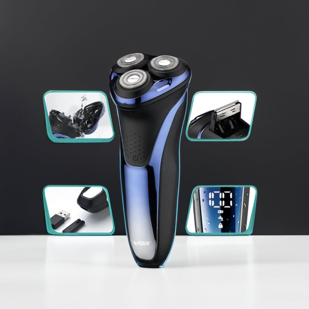 Achieve a smooth, irritation-free shave with this men's electric shaver. Flexible 3D heads adapt to contours for personal care.