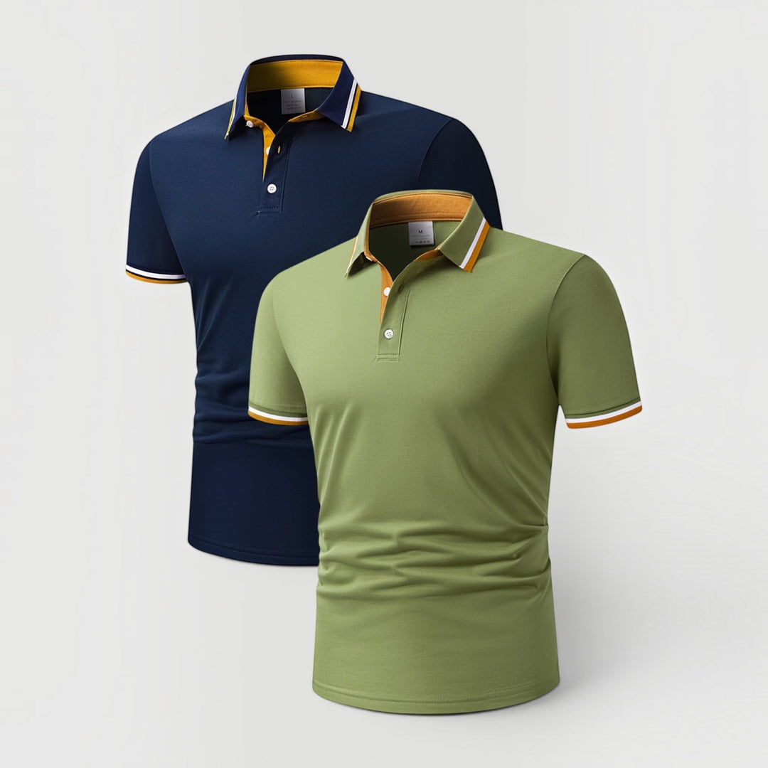 Elevate your wardrobe with this men's elegant 2-piece polo set, ideal for smart-casual versatility.