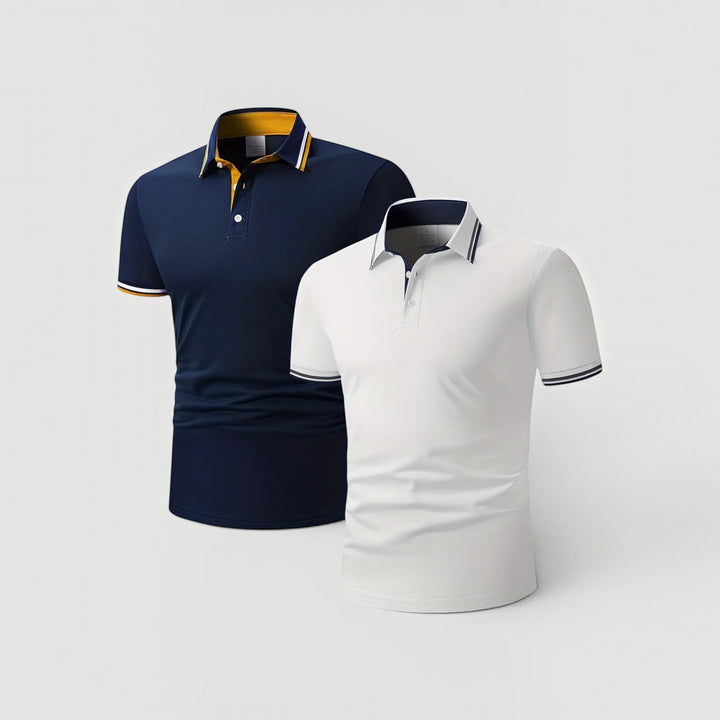 Elegant men's knit polo set, providing sophisticated smart-casual appeal.