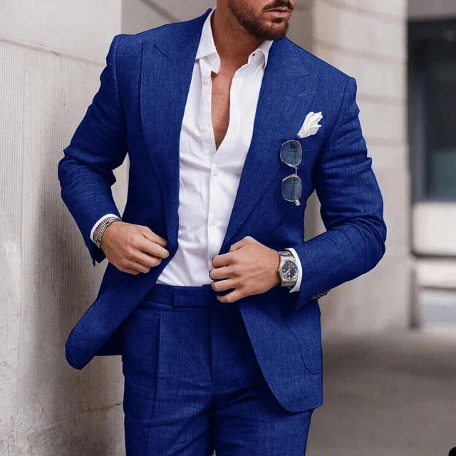 Refined men's formal suit, a 2-piece set for elegant wedding and event wear.