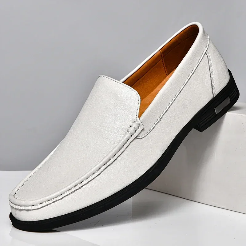 Stylish men's classic slip-on loafers, side profile. Elegant design, comfortable formal footwear for versatile men's fashion.