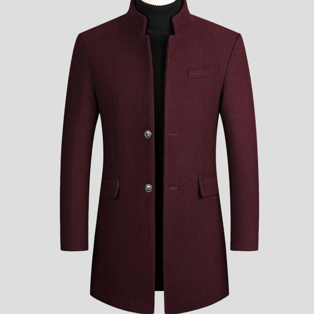 Men's elegant classic longline winter coat. Perfect for refined business casual & formal wear. Sophisticated outerwear.
