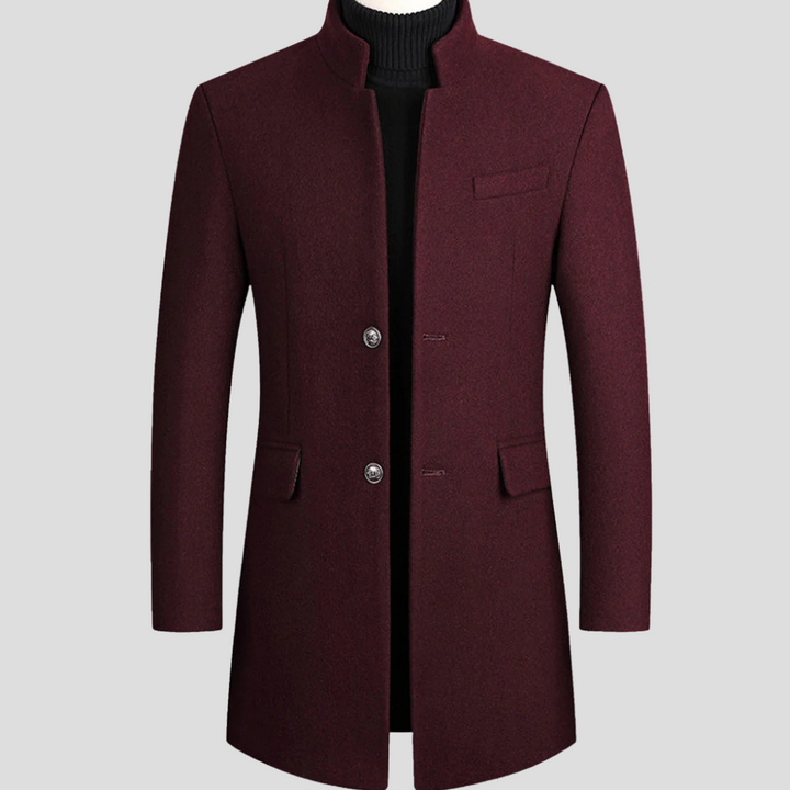 Men's elegant classic longline winter coat. Perfect for refined business casual & formal wear. Sophisticated outerwear.
