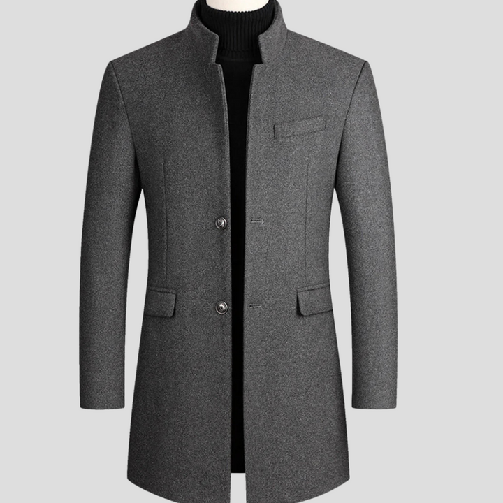 Stylish men's classic longline overcoat in a refined texture, versatile for formal, business casual, or winter fashion.