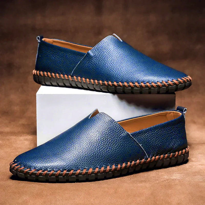 Elegant white matte slip-on loafers for men, sophisticated & versatile casual shoes.