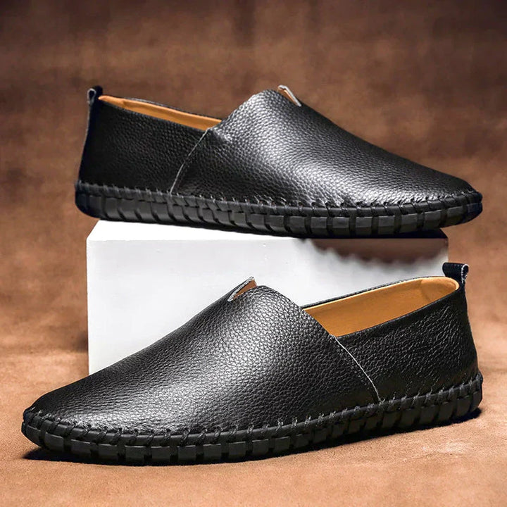 Men's trendy yellow matte slip-on loafers, comfortable and stylish casual footwear.
