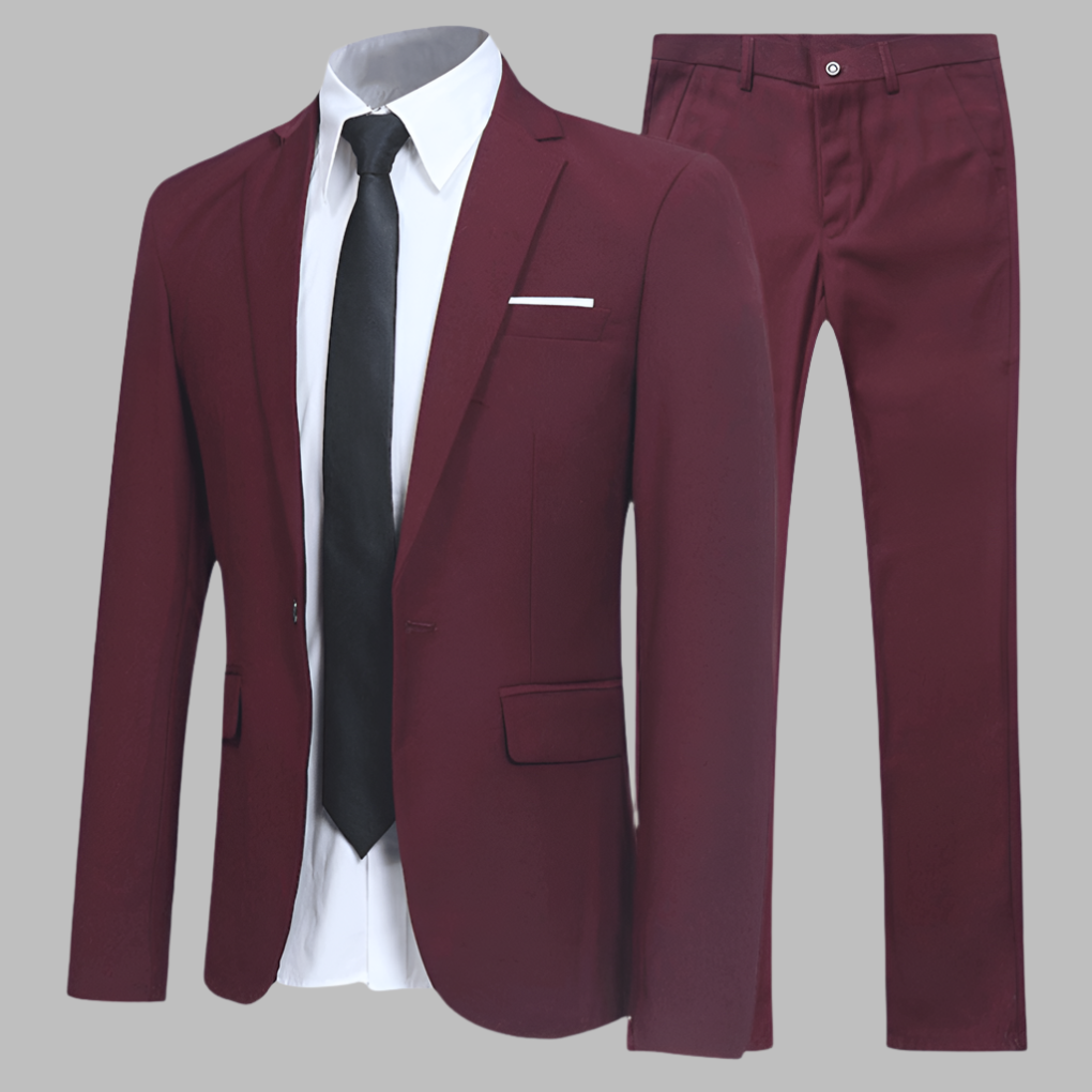Sophisticated gray tailored suit for modern men. Ideal comfortable business wear for office, events & formal occasions.