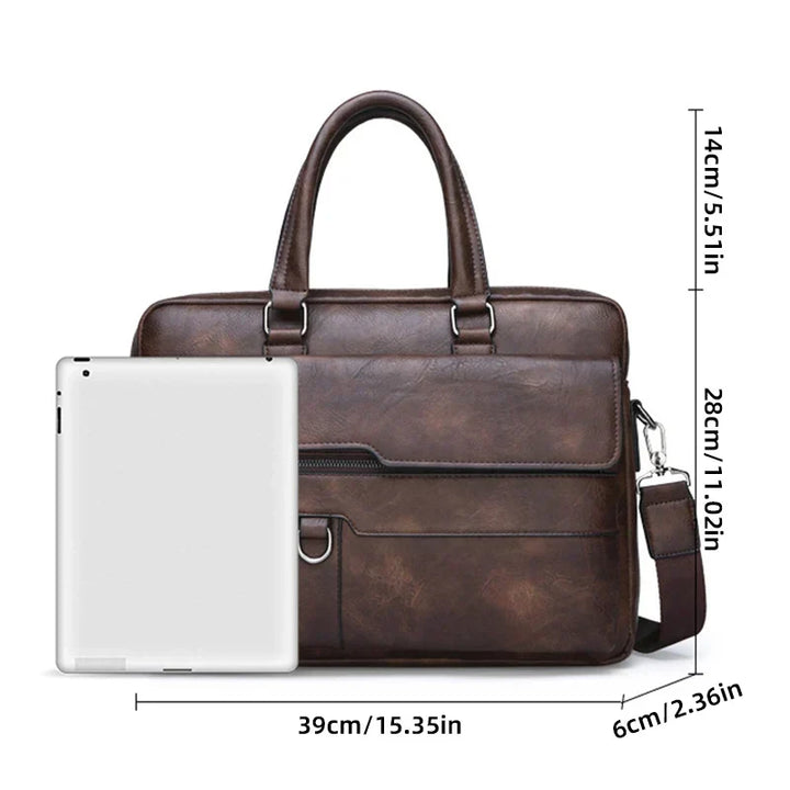 Stylish men's genuine brown leather messenger bag. Elegant and durable, ideal for work, travel, or daily essentials.