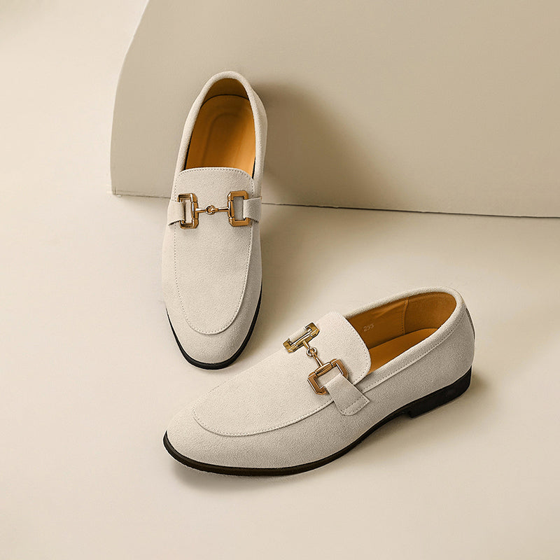 Classic men's slip-on loafers with signature horsebit detail, perfect versatile formal footwear.