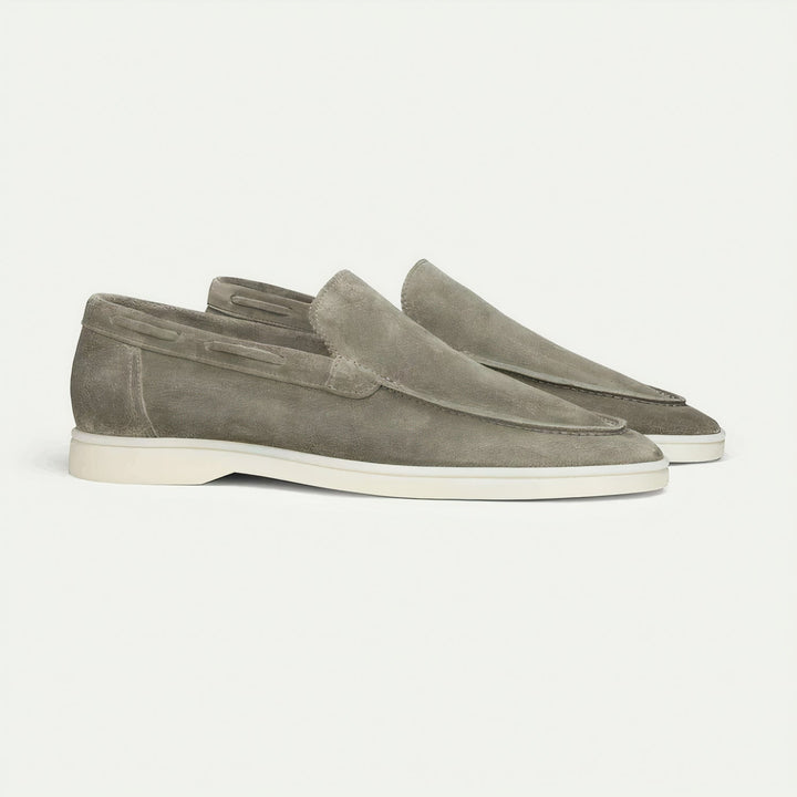 Light blue suede loafers for men. Comfortable dress shoes perfect for elegant smart casual & business.