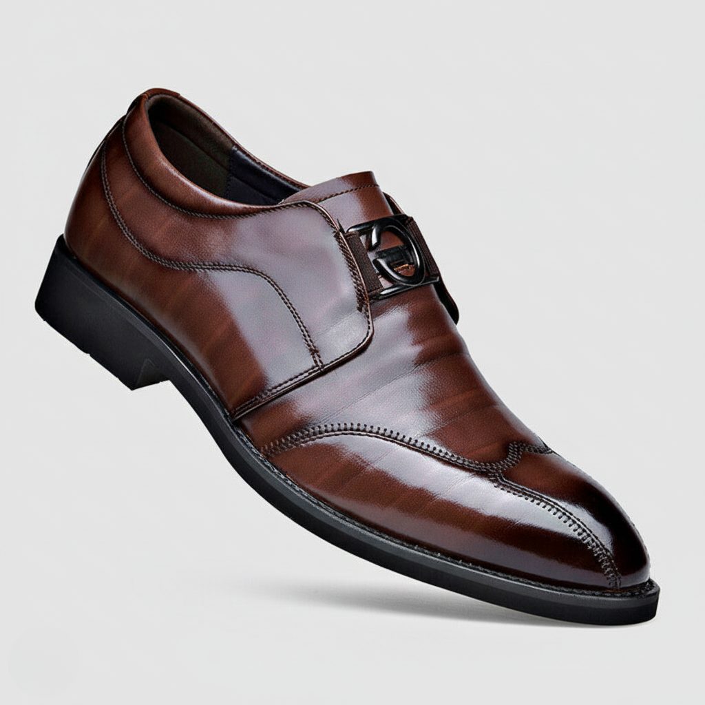 Men's elegant pointed-toe monk strap dress shoes. Ideal formal footwear for business, weddings & special events.