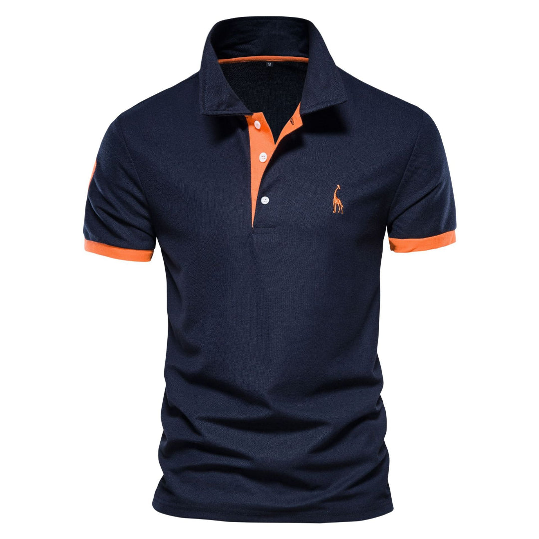 Men's elegant short sleeve polo shirt in a classic fit, perfect for smart casual and comfortable everyday wear.
