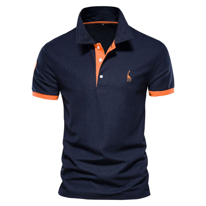 Men's elegant short sleeve polo shirt in a classic fit, perfect for smart casual and comfortable everyday wear.