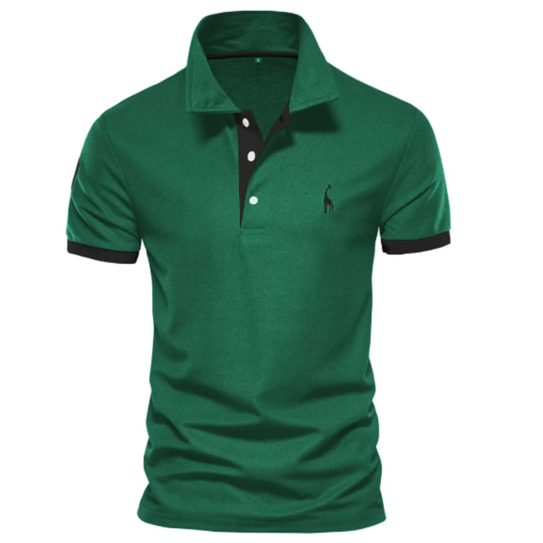 Men's stylish short sleeve polo, a comfortable collared top designed for elegant casual and everyday fashion.