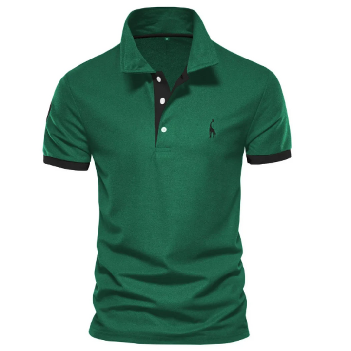Men's stylish short sleeve polo, a comfortable collared top designed for elegant casual and everyday fashion.
