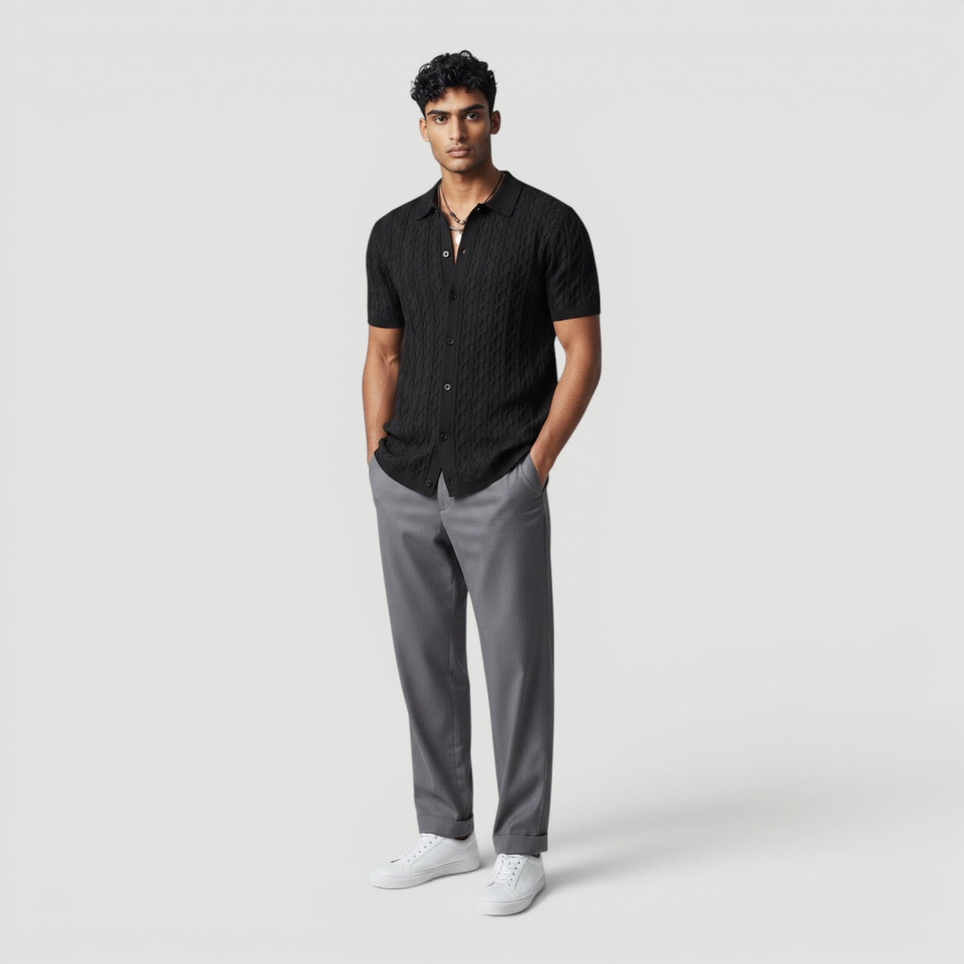Men's elegant sleeveless sweater vest for casual chic layering.