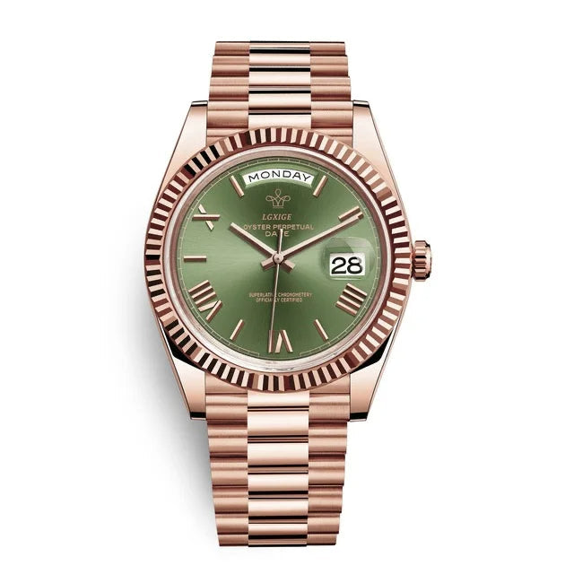 Clear day & date display on this elegant men's stainless steel quartz watch. Classic and sophisticated.