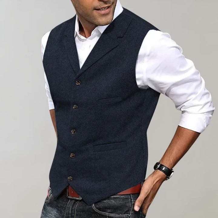 Modern menswear elegant suit vest, offering a tailored fit and professional style for any formal occasion.