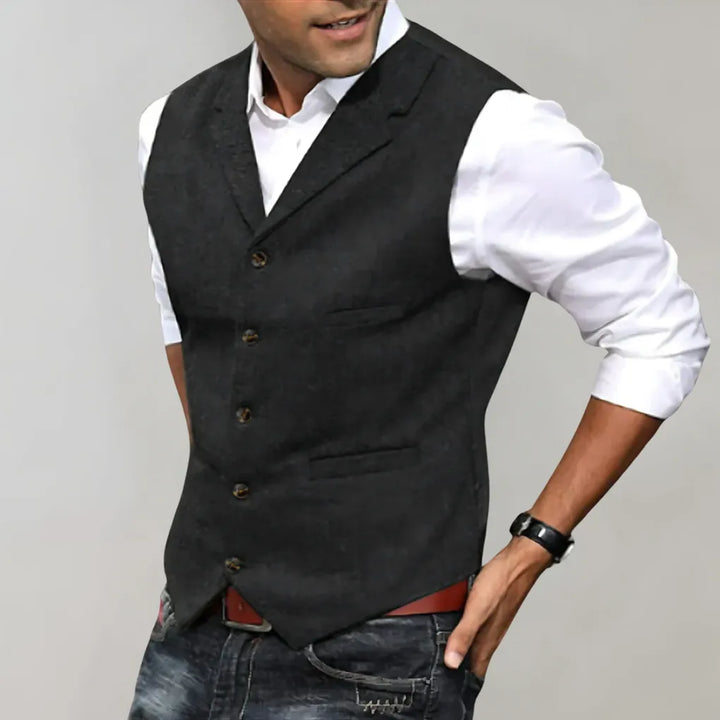 High-quality men's formal waistcoat, perfect for adding an elegant, professional touch to any suit.