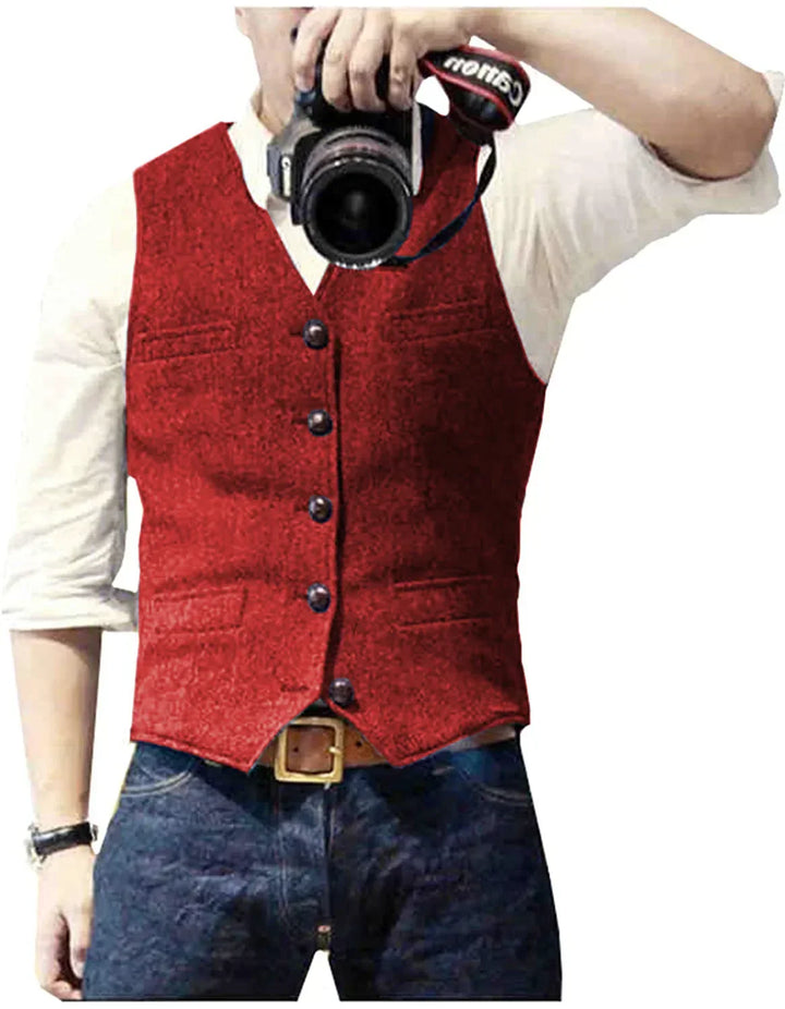 Dress wear men's waistcoat. Elegant tailored vest, perfect for smart casual or formal layering. Classic button-up.