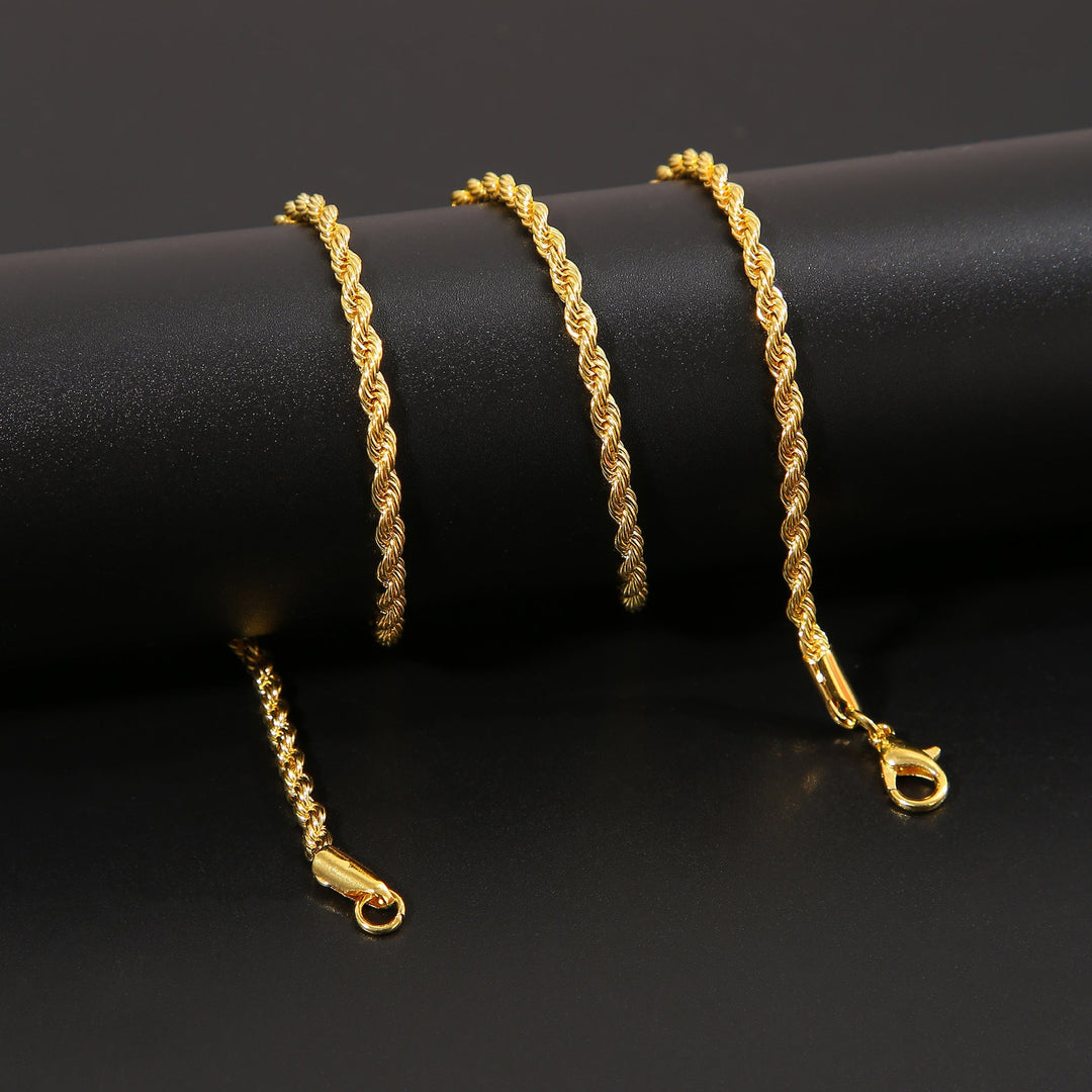Close-up of a men's twisted rope chain necklace, showcasing the intricate, elegant design.