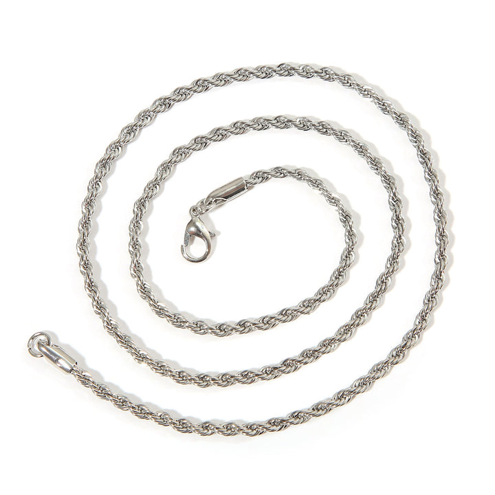 Durable men's rope chain necklace, an elegant twisted design for long-lasting men's jewelry.