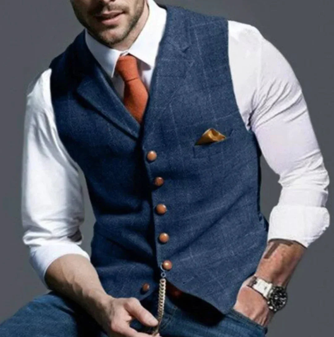 Men's elegant v-neck waistcoat with tailored fit. Perfect for formal, business, or smart casual occasions.