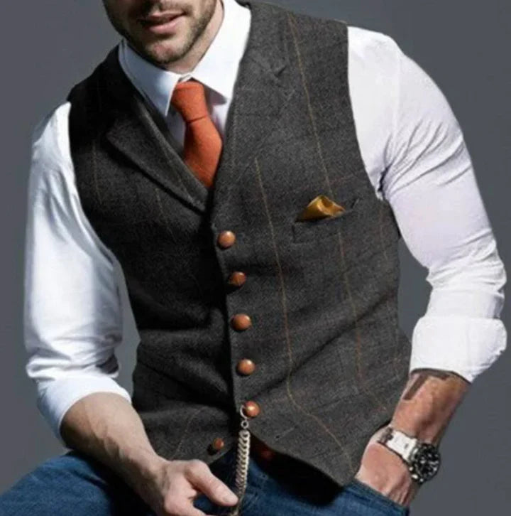 Stylish men's party wear waistcoat. A versatile, tailored vest for formal events, business, or smart casual outfits.