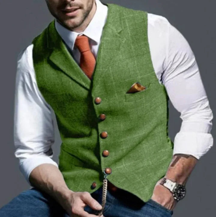 Sophisticated men's formal waistcoat. Tailored v-neck vest, perfect for business attire and elegant events.