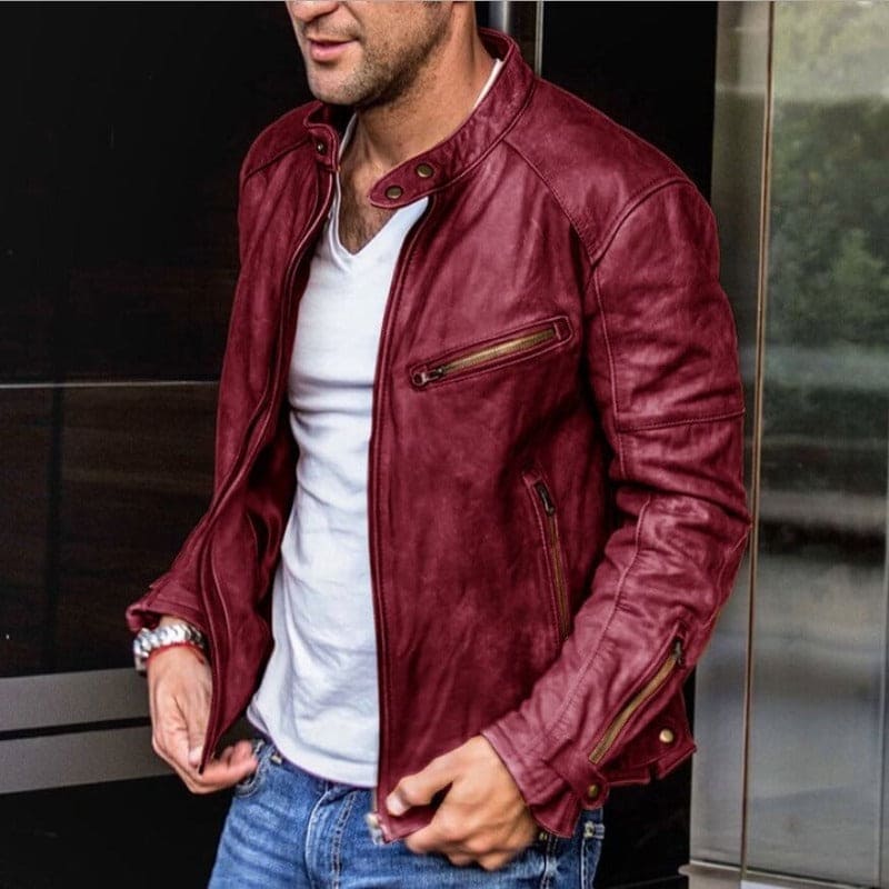 Men's elegant waterproof zipper jacket. Versatile outerwear for a sophisticated, all-season men's fashion look.