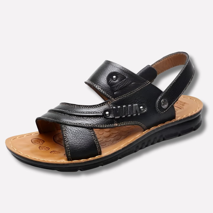 Adjustable men's comfort sandals for summer travel & walking, featuring orthopedic arch support & a durable sole.