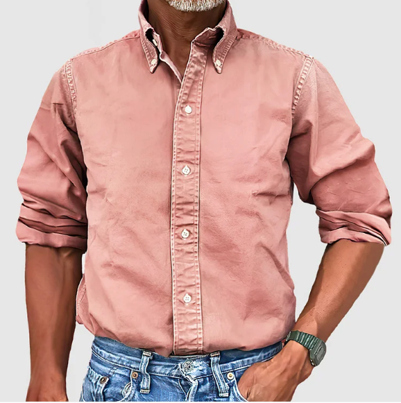 Essential men's wrinkle-resistant long-sleeve shirt. Smart casual, versatile, & comfortable for modern men's clothing.