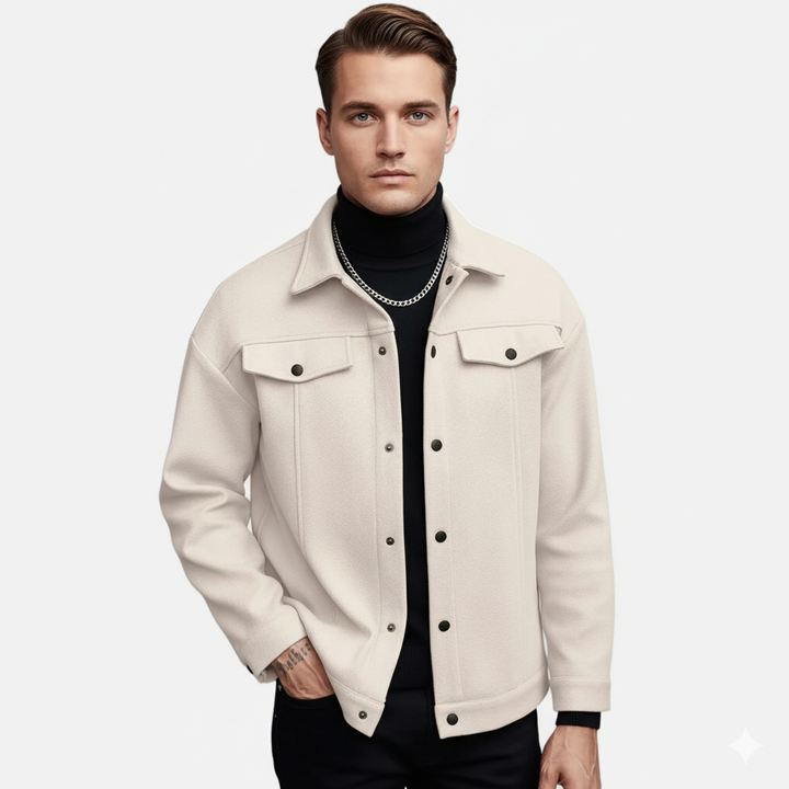 Men's European-style casual jacket for spring/fall. Tailored fit, smart casual elegance. Lightweight & versatile.