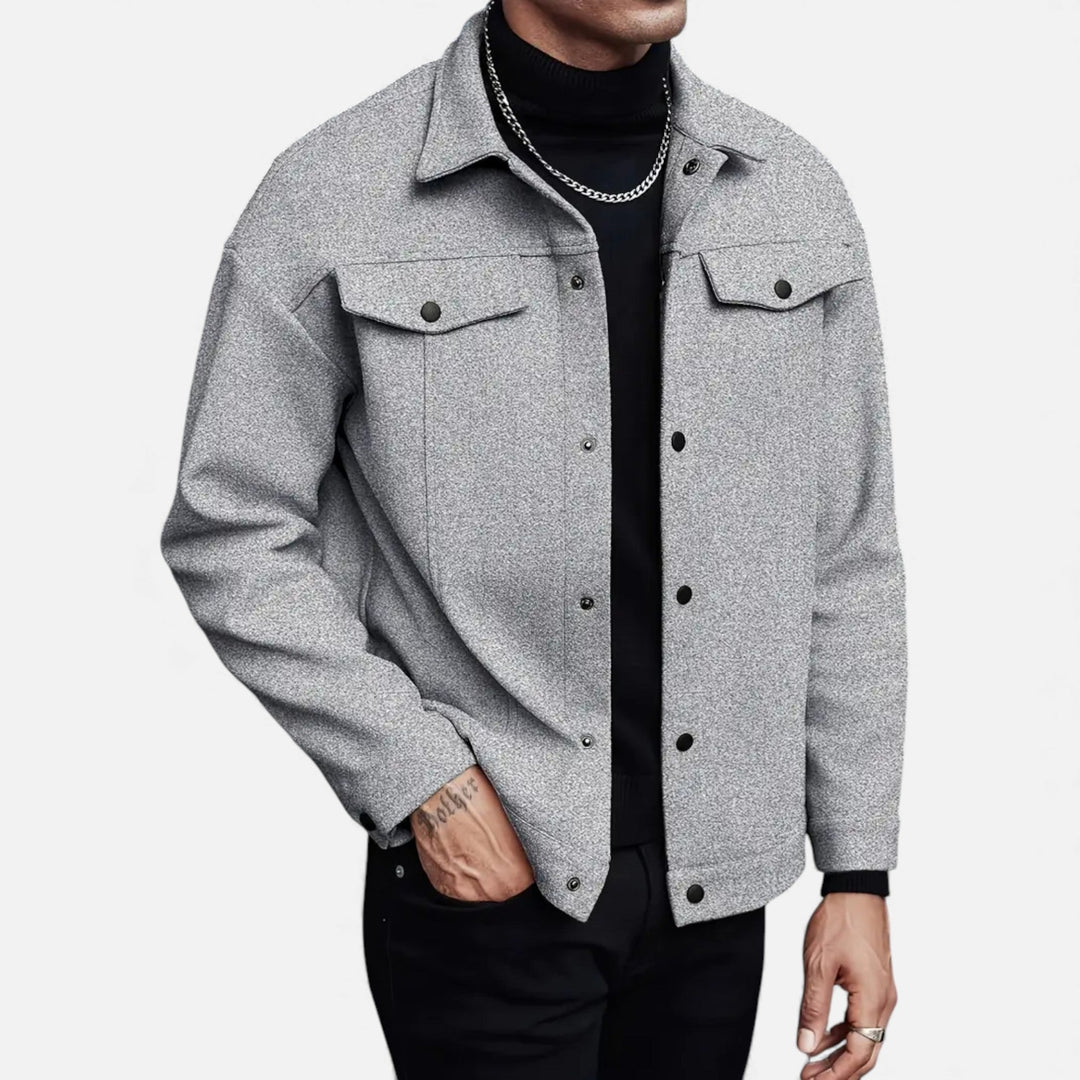 Lightweight men's casual jacket with a modern tailored fit. European-style for versatile spring wear.