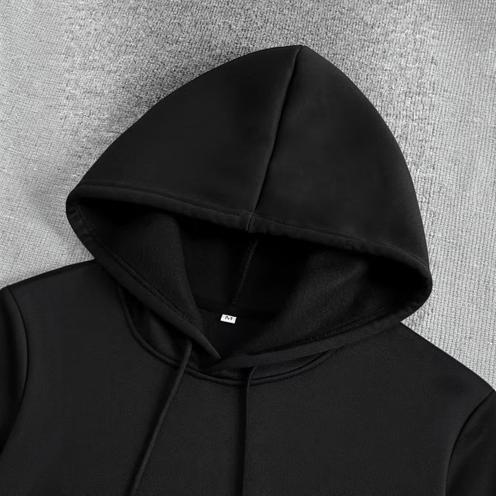 Light blue men's hooded pullover, offering everyday comfort & casual style.