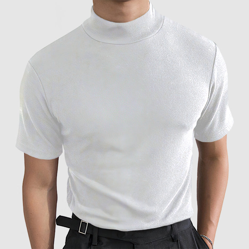 Black men's short sleeve stretch t-shirt, ideal for everyday wear and layering.